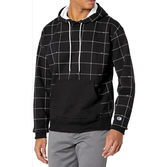 BACK TO SCHOOL Mint Condition Black & White CHAMPION Hoodie Sweatshirt LARGE - Picture 1 of 4